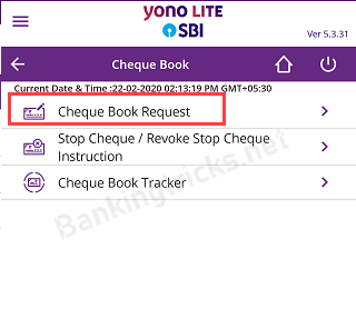 SBI Cheque Book Request Online