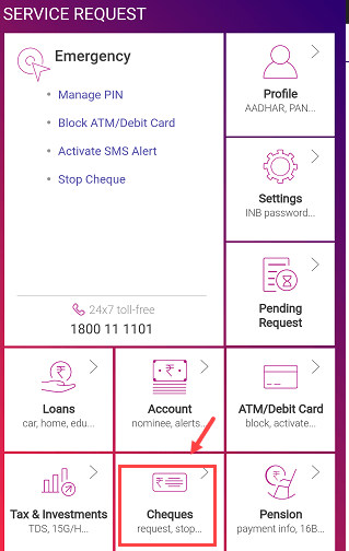SBI Cheque Book Request Online
