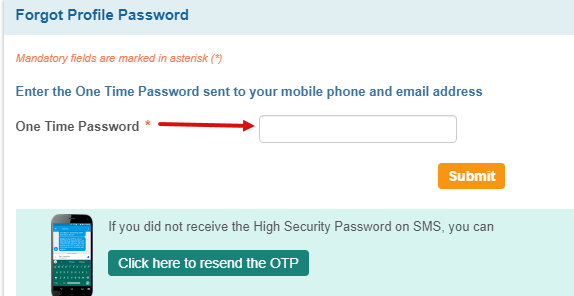 SBI Reset Profile Password & Hint Question Answer
