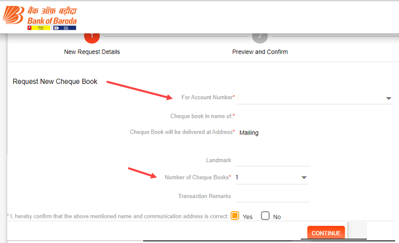 Bank of Baroda Cheque Book