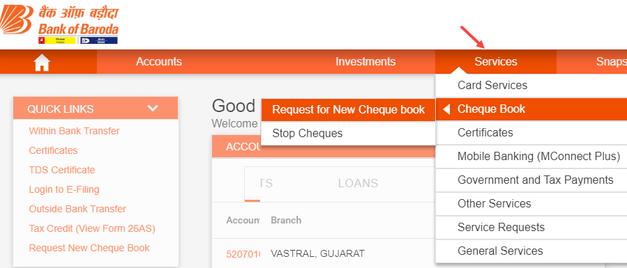 Bank of Baroda Cheque Book