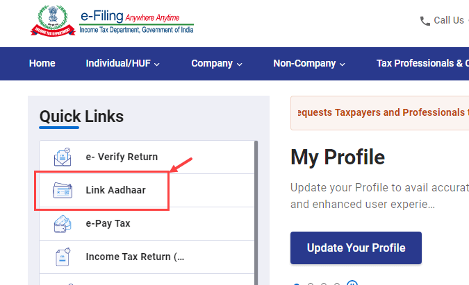 Link Aadhaar with Pan