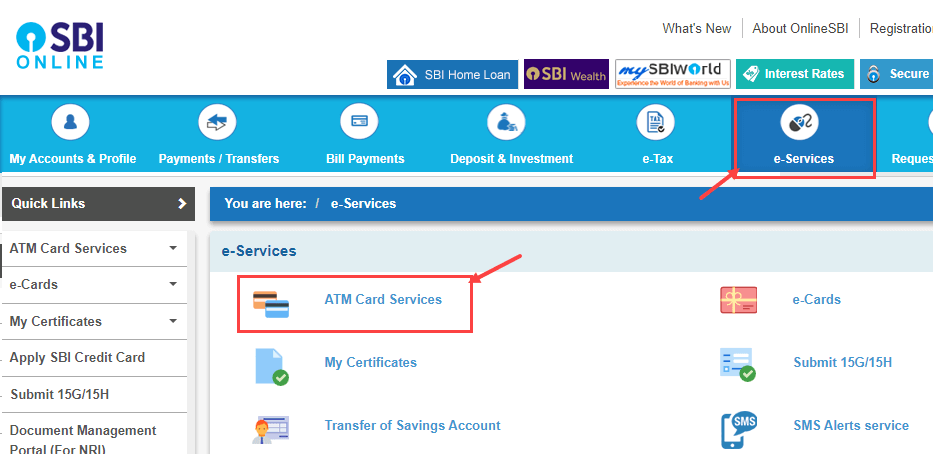 SBI ATM Card Services