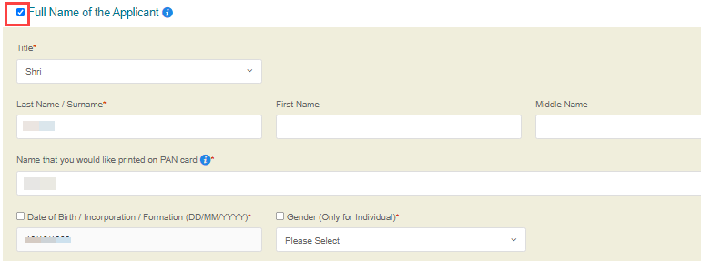 Pan card name change correct online