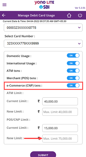 SBI ATM/Debit Card for online payments and transactions