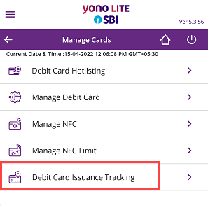 SBI Debit Card track delivery status