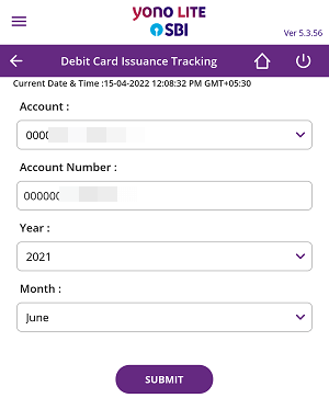 SBI Debit Card track delivery status