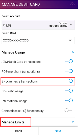 SBI YONO activate online transaction for Debit Card