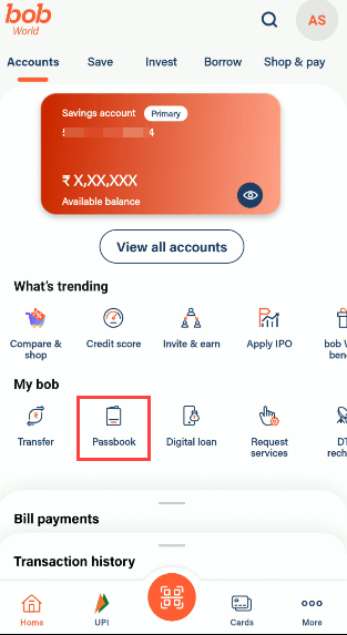 Bank of Baroda mPassbook 