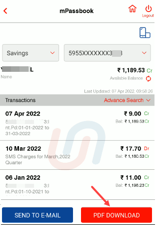 Union Bank of India mPassbook PDF download