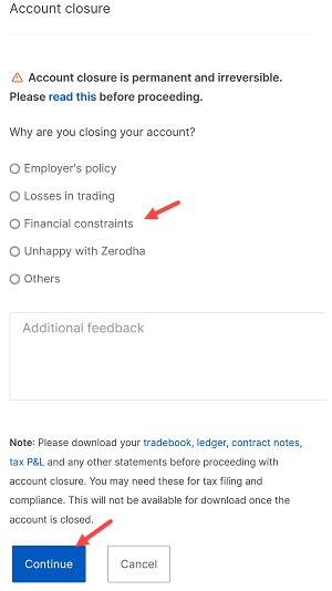 Zerodha close Account