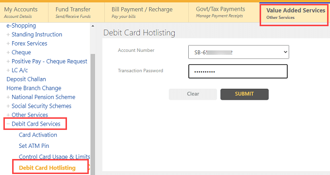 Block Indian Bank ATM/Debit Card Online