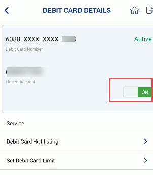 On/Off Indian Bank Debit Card