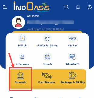 Indian bank mobile banking my accounts