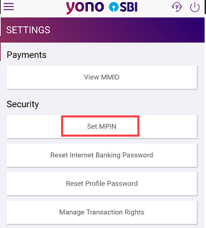 SBI YONO reset change MPIN