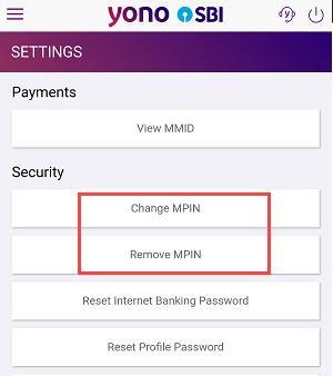 SBI YONO reset change MPIN
