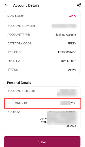 View your Axis Customer ID online
