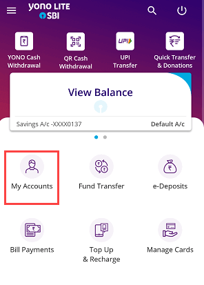 SBI yono lite my accounts