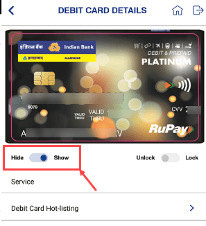 indian bank debit card check online