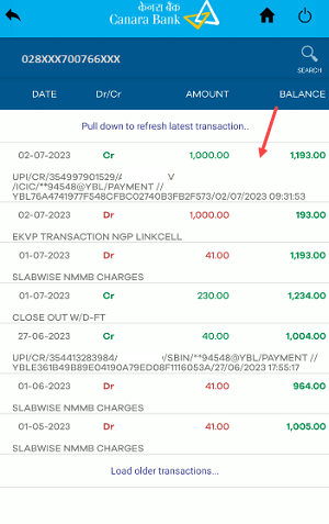 Canara e-Passbook mpassbook