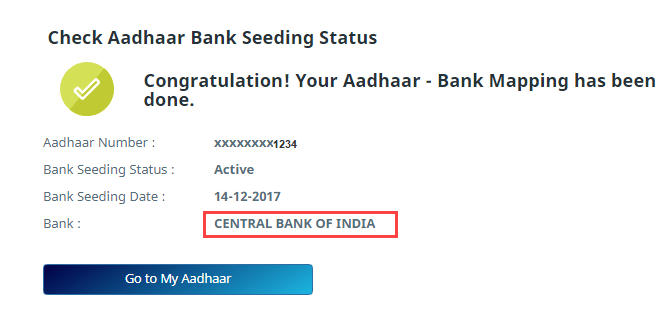 Check your Bank account and Aadhaar Seeding (Linking Status)