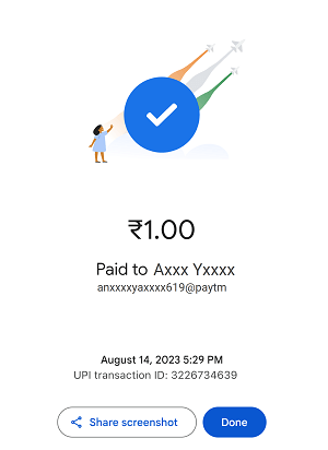 Next screen select your debit bank account from which you want to transfer the money and tap on the Pay button.