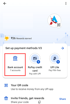 Google pay profile section