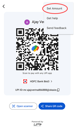 Generate Google Pay (Gpay) Temporary Dynamic QR Code and set Custom Amount 