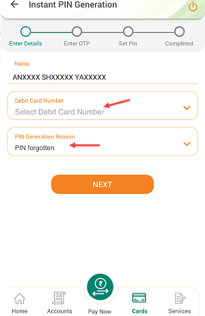 Generate IDBI Debit Card ATM PIN on Mobile Banking