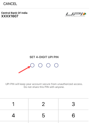 adding a Central Bank of India bank account to Paytm using a debit card