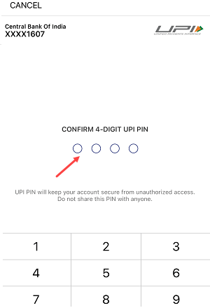 adding a Central Bank of India bank account to Paytm using a debit card