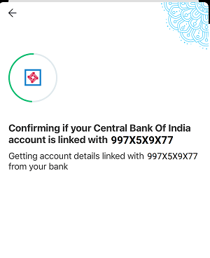 adding a Central Bank of India bank account to Paytm using a debit card