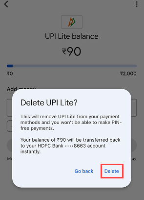 Deleting or Closing Google Pay-Upi Lite and Withdraw Money