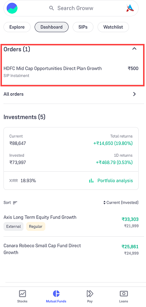 invest in mutual fund SIPs on Groww app