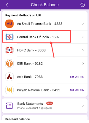 Central Bank of India check balance online