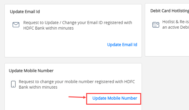 Change HDFC Bank Account Registered Mobile Number Online 