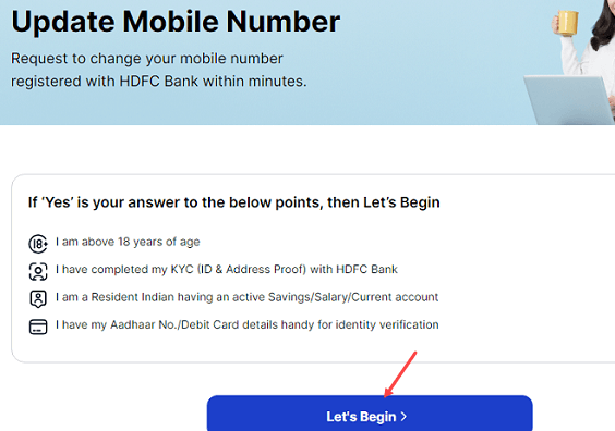 Change HDFC Bank Account Registered Mobile Number Online 