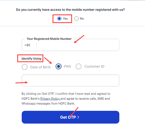 Change HDFC Bank Account Registered Mobile Number Online 