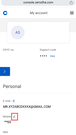 Change Update Zerodha Mobile Number