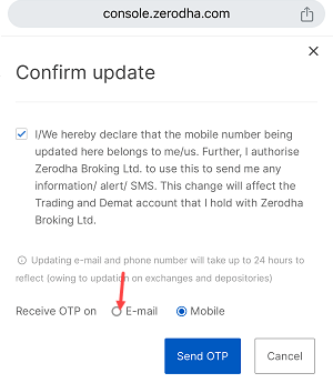 Change Update Zerodha Mobile Number
