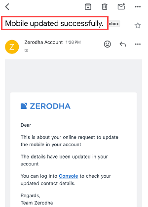 Change Update Zerodha Mobile Number