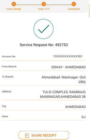 Change your IDBI Bank Account Branch Online 