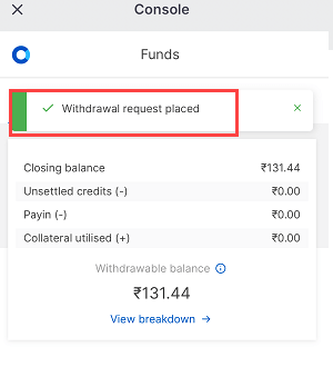 Withdraw Funds From Zerodha Account Instantly through IMPS