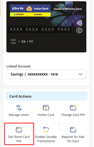 Create Indian Bank ATM PIN on IndSMART Mobile