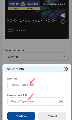 Create Indian Bank ATM PIN on IndSMART Mobile