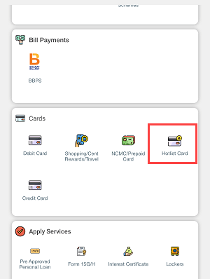 Block Central Bank of India Debit card (Hotlist) Permanently Online