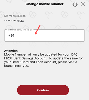 Update IDFC First Account Mobile Number