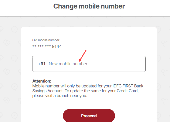 Update IDFC First Account Mobile Number