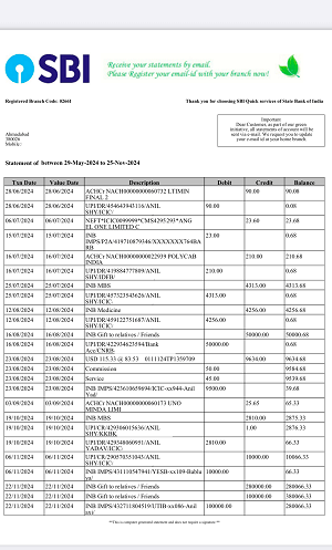 Download 6 Months SBI Statement