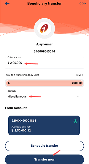 Transfer Money via NEFT Using bob World